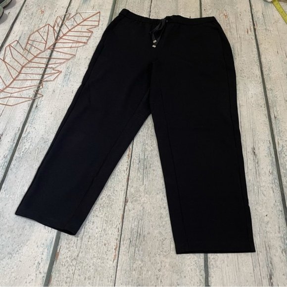 Eileen Fisher small black joggers pants pockets neutral comfy cozy drawstring - Picture 2 of 8